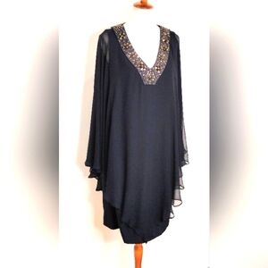 TERI JON NAVY SILK SPECIAL OCCASION DRESS NWT